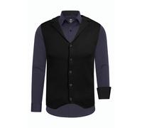 Langarmhemd RUSTY NEAL Gr. L, EURO-Größen, schwarz (dunkelblau, schwarz) Herren Hemden Langarm inklusive Langarmhemd und Weste (35579432-L)