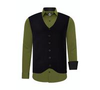 Langarmhemd RUSTY NEAL, Herren, Gr. M, EURO-Größen, grün (khaki), 60% Baumwolle, 37% Polyester, 3% Elasthan, unifarben, Hemden, mit Weste (72279668-M) khaki