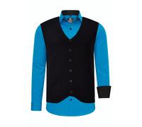 Langarmhemd RUSTY NEAL, Herren, Gr. M, EURO-Größen, blau (petrol), 60% Baumwolle, 37% Polyester, 3% Elasthan, unifarben, Hemden, mit Weste (78744910-M) petrol