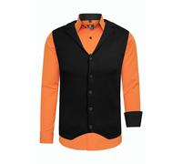 Langarmhemd RUSTY NEAL, Herren, Gr. S, EURO-Größen, orange, 60% Baumwolle, 37% Polyester, 3% Elasthan, mehrfarbig, casual, Langarm, Hemden, inklusive Langarmhemd und Weste (53807330-S) orange