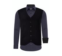 Langarmhemd RUSTY NEAL, Herren, Gr. XL, EURO-Größen, blau (dunkelblau), 60% Baumwolle, 37% Polyester, 3% Elasthan, unifarben, Hemden, mit Weste (64020110-XL) dunkelblau