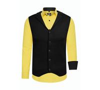 Langarmhemd RUSTY NEAL, Herren, Gr. XL, EURO-Größen, gelb, 60% Baumwolle, 37% Polyester, 3% Elasthan, mehrfarbig, casual, Langarm, Hemden, inklusive Langarmhemd und Weste (89435844-XL) gelb