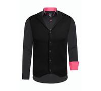 Langarmhemd RUSTY NEAL, Herren, Gr. 5XL, EURO-Größen, schwarz (schwarz, pink), 60% Baumwolle, 37% Polyester, 3% Elasthan, mehrfarbig, Hemden, inklusive Langarmhemd und Weste (46377164-5XL) schwarz, pi