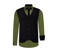 Langarmhemd RUSTY NEAL, Herren, Gr. XXL, EURO-Größen, grün (khaki), 60% Baumwolle, 37% Polyester, 3% Elasthan, unifarben, Hemden, mit Weste und Krawatte (92319827-XXL) khaki