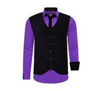 Langarmhemd RUSTY NEAL, Herren, Gr. 3XL, EURO-Größen, lila, 60% Baumwolle, 37% Polyester, 3% Elasthan, unifarben, Hemden, mit Weste und Krawatte (22736144-XXXL) lila