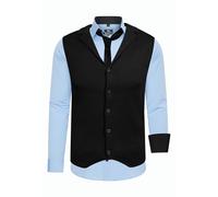 Langarmhemd RUSTY NEAL, Herren, Gr. 3XL, EURO-Größen, blau (hellblau), 60% Baumwolle, 37% Polyester, 3% Elasthan, mehrfarbig, ohne Ausschnitt, Hemden, bestehend aus Hemd, Weste und Krawatte (95405151-