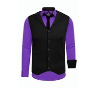 Langarmhemd RUSTY NEAL, Herren, Gr. M, EURO-Größen, lila, 60% Baumwolle, 37% Polyester, 3% Elasthan, mehrfarbig, casual, ohne Ausschnitt, Langarm, Hemden, bestehend aus Hemd, Weste und Krawatte (85658