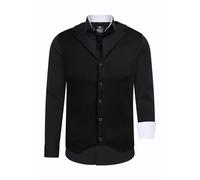 Langarmhemd RUSTY NEAL, Herren, Gr. M, EURO-Größen, schwarz-weiß (schwarz, weiß), 60% Baumwolle, 37% Polyester, 3% Elasthan, mehrfarbig, ohne Ausschnitt, Hemden, bestehend aus Hemd, Weste und Krawatte