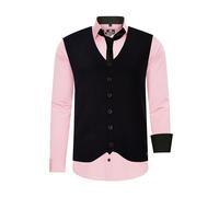 Langarmhemd RUSTY NEAL, Herren, Gr. XXL, EURO-Größen, rosa, 60% Baumwolle, 37% Polyester, 3% Elasthan, unifarben, Hemden, mit Weste und Krawatte (82442568-XXL) rosa