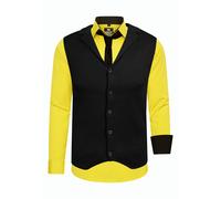 Langarmhemd RUSTY NEAL, Herren, Gr. 6XL, EURO-Größen, gelb, 60% Baumwolle, 37% Polyester, 3% Elasthan, mehrfarbig, casual, ohne Ausschnitt, Langarm, Hemden, bestehend aus Hemd, Weste und Krawatte (672