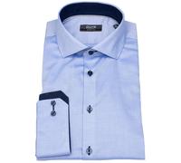 Hemd - Modern Fit - Haikragen - Kontrastknöpfe - blau Pure