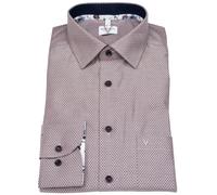 Hemd - Modern Fit - Kentkragen - Struktur - rot / weiß Marvelis