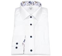 Hemd - Modern Fit - Kontrastknöpfe - weiß - extra langer 69cm Arm Marvelis