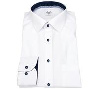 Hemd - Modern Fit - Kontrastknöpfe - weiß - extra langer 69cm Arm Marvelis