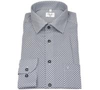 Hemd - Modern Fit - Print - grau / schwarz - extra langer 69cm Arm Marvelis
