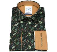 Hemd - Modern Fit - Print - Musikinstrumente - dunkelgrün A Fish Named Fred