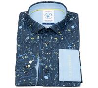 Hemd - Modern Fit - Print - Wildblumen - dunkelblau A Fish Named Fred