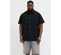 Jack & Jones Kurzarmhemd JJEBREEZE Linen Blend S/S – Herren 5XL Schwarz – 70% Baumwolle/30% Leinen