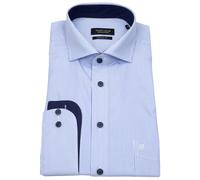 Hemd - Regular Fit - Kontrastknöpfe - Streifen - hellblau weiß Hatico
