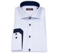 Hemd - Slim Fit - Haifischkragen - fein kariert - Kontrastknöpfe - blau Pure