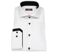 Hemd - Slim Fit - Haifischkragen - fein kariert - Kontrastknöpfe - silber Pure