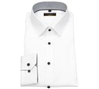Hemd - Slim Fit - Twill - schwarze Kontrastknöpfe - weiß Redmond