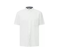 s.Oliver Kurzarmhemd Regular Fit mit Struktur-Streifen & Button-Down-Kragen Weiß XXL 100% Baumwolle