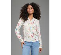 Hemdbluse AJC, Damen, Gr. 34, geblümt, Web, Obermaterial: 100% Viskose, geblümt, figurumspielend, V-Ausschnitt, mit Riegel 1-Knopf-Manschette, Blusen Hemdbluse, aus weich fließender Viskose (86490850-