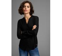 Hemdbluse AJC, Damen, Gr. 46, schwarz, Web, Obermaterial: 100% Viskose, figurumspielend hüftbedeckend, V-Ausschnitt, 1-Knopf-Manschette mit Schlitz, Blusen Hemdbluse, mit kleinem Stehkragen und Brustt