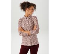 Hemdbluse ANISTON CASUAL, Damen, Gr. 36, rot (bordeaux, wollweiß, rostorange, schwarz), Single Jersey, Obermaterial: 95% Viskose, 5% Elasthan, bedruckt, gemustert, figurumspielend hüftbedeckend, anges