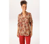 Hemdbluse ANISTON CASUAL, Damen, Gr. 42, bunt (beige, orange, rot, bordeaux, rauchblau, braun, khaki, schwarz), Web, Obermaterial: 100% Viskose, Paisley, bedruckt, geblümt, figurumspielend Po-bedecken