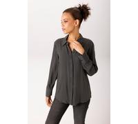 Hemdbluse ANISTON CASUAL, Damen, Gr. 42, schwarz, wollweiß, Web, Obermaterial: 100% Viskose, bedruckt, gemustert, gepunktet, figurumspielend hüftbedeckend, Manschette, Blusen Hemdbluse, mit kleinen un
