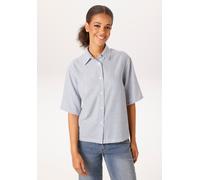 Hemdbluse ANISTON CASUAL, Damen, Gr. 44, blau, weiß, gestreift, Web, Obermaterial: 100% Polyester, Leinenoptik, gestreift, oversize hüftlang, Blusen Hemdbluse, im Streifen-Dessin - NEUE KOLLEKTION (76
