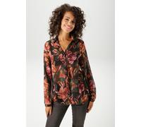 Hemdbluse ANISTON CASUAL, Damen, Gr. 44, bunt (schwarz, dunkelgrün, apricot, rostorange, rosa, fuchsia, orange, braun, hellbraun, beige), Georgette, Obermaterial: 100% Polyester, bedruckt, geblümt, le