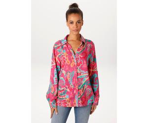 Hemdbluse ANISTON CASUAL, Damen, Gr. 44, pink, dunkelgrün, smaragdgrün, hellgrün, rot, beige, hellbraun, lachs, ocker, Web, Obermaterial: 100% Viskose, Paisley, bedruckt, geblümt, figurumspielend hüft