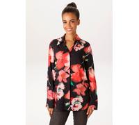 Hemdbluse ANISTON CASUAL, Damen, Gr. 44, schwarz, rot, rosa, beere, pink, fuchsia, grün, apricot, braun, dunkelgrün, Web, Obermaterial: 100% Viskose, bedruckt, geblümt, figurumspielend hüftbedeckend,