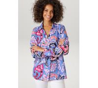 Hemdbluse ANISTON CASUAL, Damen, Gr. 46, blau, pink, flieder, schwarz, beige, lachs, lila, rosa, Web, Obermaterial: 100% Viskose, Paisley, bedruckt, geblümt, figurumspielend hüftbedeckend, Krempelärme