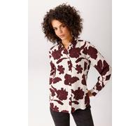 Hemdbluse ANISTON CASUAL, Damen, Gr. 46, wollweiß, bordeaux, fuchsia, Web, Obermaterial: 100% Viskose, bedruckt, figurumspielend hüftbedeckend, 1-Knopf-Manschette, Blusen Hemdbluse, mit großflächigen 
