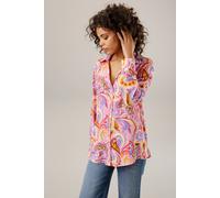 Hemdbluse ANISTON CASUAL, Damen, Gr. 48, bunt (pink, rot, hellorange, lila, ocker, türkis, rosa, jeansblau, braun, sand, dunkelbraun, wollweiß), Web, Obermaterial: 100% Viskose, Paisley, bedruckt, gem