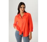 Hemdbluse ANISTON SELECTED, Damen, Gr. 36, rotorange, Web, Obermaterial: 100% Viskose, unifarben, Basic, lässig geschnitten hüftbedeckend, mit Knopf, Blusen Hemdbluse, mit Hemdkragen und 3/4-langen Är