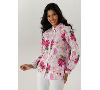 Hemdbluse ANISTON SELECTED, Damen, Gr. 38, bunt (pink, sanftes weiß, rose, gelb, kiwigrün, beige, schwarz, terra, lila), Web, Obermaterial: 100% Viskose, bedruckt, geblümt, figurumspielend hüftbedecke