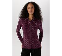 Hemdbluse ANISTON SELECTED, Damen, Gr. 42, bordeaux, neonpink, lila, schwarz, Single Jersey, Obermaterial: 95% Viskose, 5% Elasthan, bedruckt, gemustert, figurumspielend hüftbedeckend, Blusen Hemdblus