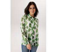 Hemdbluse ANISTON SELECTED, Damen, Gr. 44, weiß, neutral, Chiffon, Obermaterial: 100% Polyester, lässig geschnitten hüftbedeckend, 1-Knopf-Manschette, Blusen Hemdbluse, aus leicht transparentem Chiffo