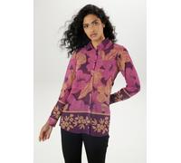 Hemdbluse ANISTON SELECTED, Damen, Gr. 48, lila (lila, beere, braun), Georgette, Obermaterial: 100% Polyester, bedruckt, geblümt, transparent, figurumspielend hüftbedeckend, 1-Knopf-Manschette, Blusen