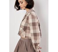 Hemdbluse APRICOT "Cropped-Hemd", Damen, Gr. L (40), grau, gewebt, Obermaterial: 60% Baumwolle CO. 40% Polyester PES., kariert, normal, 1-Knopf-Manschetten, Blusen Hemdbluse, mit verdeckter Knopfliste