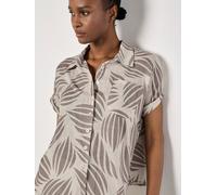 Hemdbluse APRICOT "Hemd mit Muscheldruck aus Leinenmischung", Damen, Gr. M (38), grau (stein), gewebt, Obermaterial: 82% Viskose CV. 18% Leinen LI., gemustert, normal, mit Umschlag, Blusen Hemdbluse,
