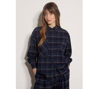 Hemdbluse APRICOT "Oversized-Hemd", Damen, Gr. M (38), blau (navy), gewebt, Obermaterial: 66% Polyester PES. 32% Viskose CV. 2% Elasthan EL., kariert, Modisch, 2-Knopf-Manschette, Blusen Hemdbluse, mi