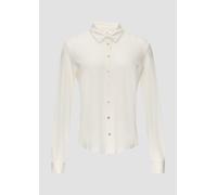 s.Oliver BLACK LABEL Regular Fit Hemdbluse aus Jersey mit Knöpfen in Perlmut-Optik in Offwhite, Größe 44