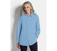 Hemdbluse GOLDNER "Kurzgröße Baumwollbluse mit Hemdkragen", Damen, Gr. 22, blau, Obermaterial: 100% Baumwolle CO., Blusen Hemdbluse, Mit Seitenschlitzen (81956355-22) blau