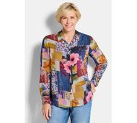 Hemdbluse GOLDNER "Kurzgröße Viskosebluse mit Patchwork-Print", Damen, Gr. 25, bunt (bunt, gemustert), Obermaterial: 100% Viskose CV., gerade, Blusen Hemdbluse, figurschmeichelder Schnitt (30799917-25